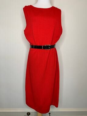 St John Collection Marie Gray Red Santana Knit Dress Sz 14